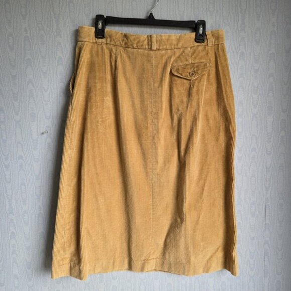 Vtg 70s 80s Large Corduroy Pencil Midi Skirt Camel Retro Fall Academia Preppy - Picture 3 of 7